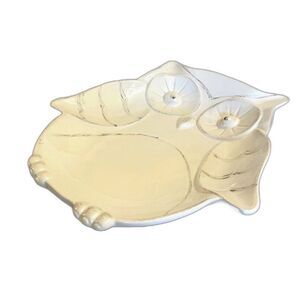 Serving Platter/Oval Dish Savinio Designs Earthenware Ceramic 14" White Owl